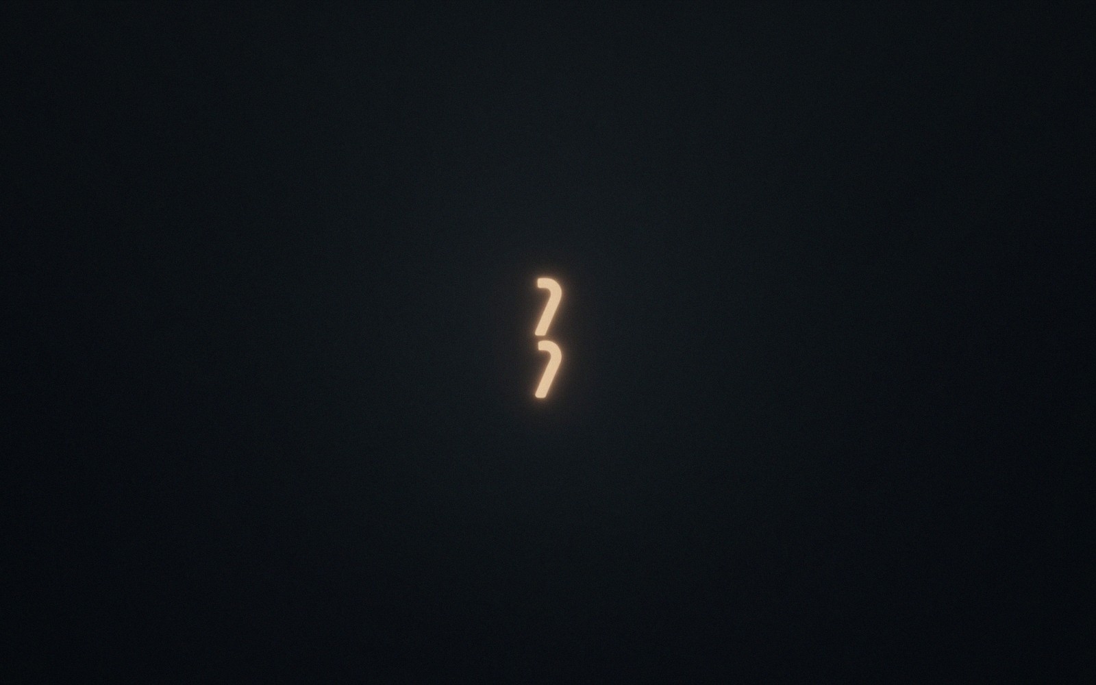 Two glowing quotation marks stacked vertically against a dark background